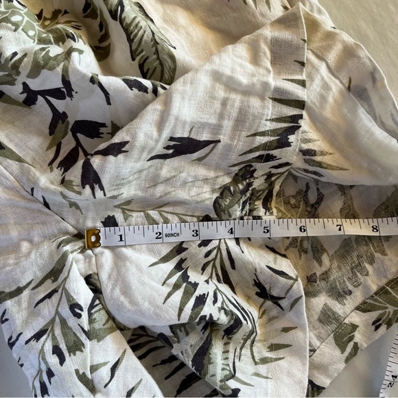 C&C California 100% Linen Green and White Leaf Print Women's Shorts Tropical - Picture 9 of 9